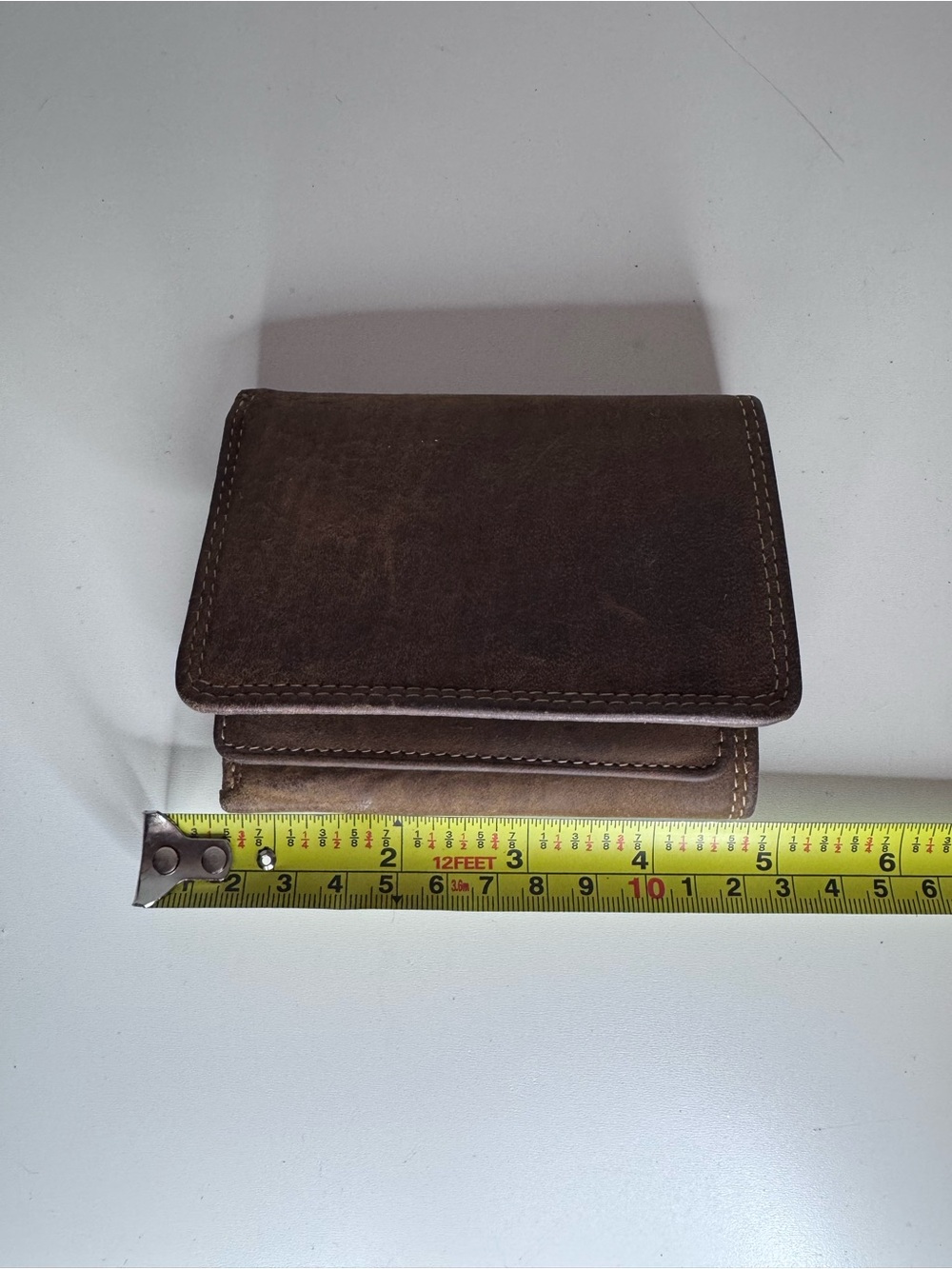 Brown Leather Trifold Wallet - Men Accessories